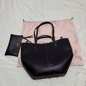 POLENE Cyme Edition Textured Black with Ecru Stitching